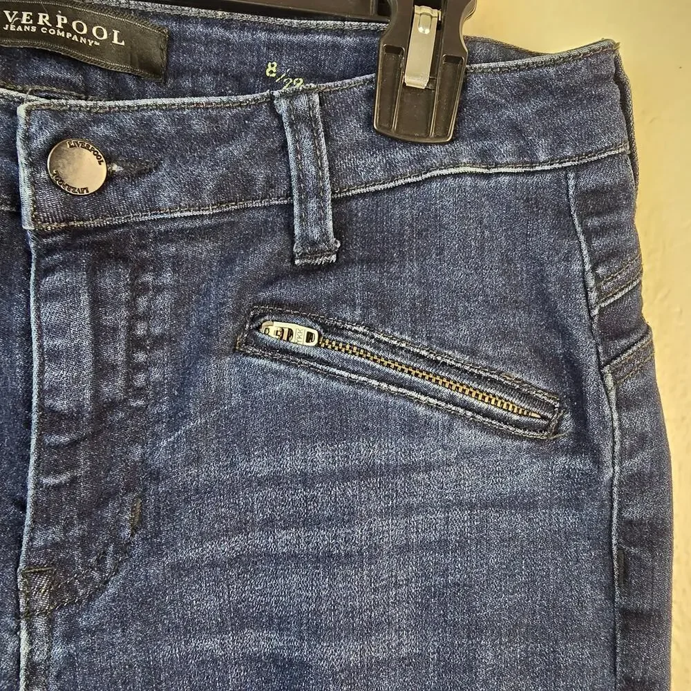 Liverpool Jeans Womens 29 The Hugger Ankle Skinny Mid Rise Dark Wash Preppy Boho